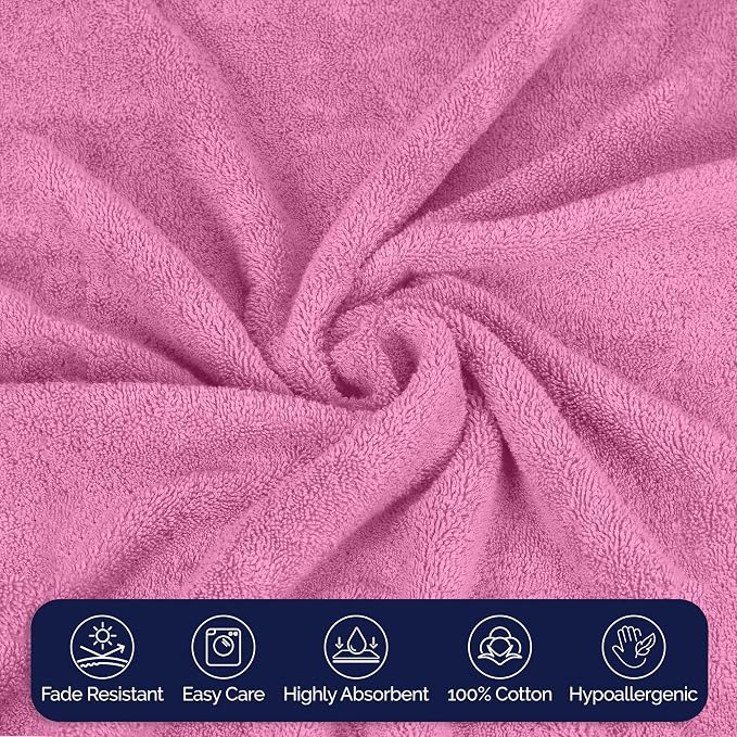 Elegant Comfort Premium Turkish Cotton 4 Pack Hand Towel Set - 16 x 28 inch, Luxurious Hotel Spa Quality 100% Turkish Cotton 4PC Hand Towel Set - Highly Absorbent - Soft Bathroom Towels, Light Pink