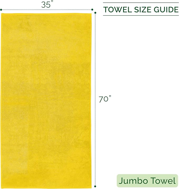 Elegant Comfort Three Line Popcorn Towel Set for Bathroom 35 x 70 inches, Premium Hotel Quality 1-Pack Jumbo Towels, 100% Turkish Cotton, Soft and Durable, Quick Dry and Highly Absorbent, Yellow