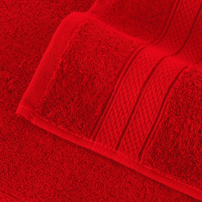 Elegant Comfort Three Line Popcorn Towel Set for Bathroom 35 x 70 inches, Premium Hotel Quality 1-Pack Jumbo Towels, 100% Turkish Cotton, Soft and Durable, Quick Dry and Highly Absorbent, Red