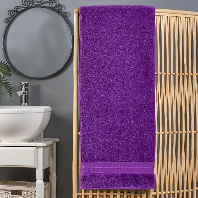 Elegant Comfort Three Line Popcorn Extra Large Luxury Bath Towel - 40" x 80" inch, Premium Hotel Spa Quality 1 Piece Oversized Bath Sheet 100% Turkish Cotton Super Soft Highly Absorbent, Purple