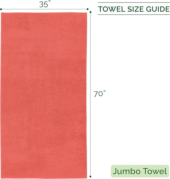 Elegant Comfort Three Line Popcorn Towel Set for Bathroom 35 x 70 inches, Premium Hotel Quality 1-Pack Jumbo Towels, 100% Turkish Cotton, Soft and Durable, Quick Dry and Highly Absorbent, Coral