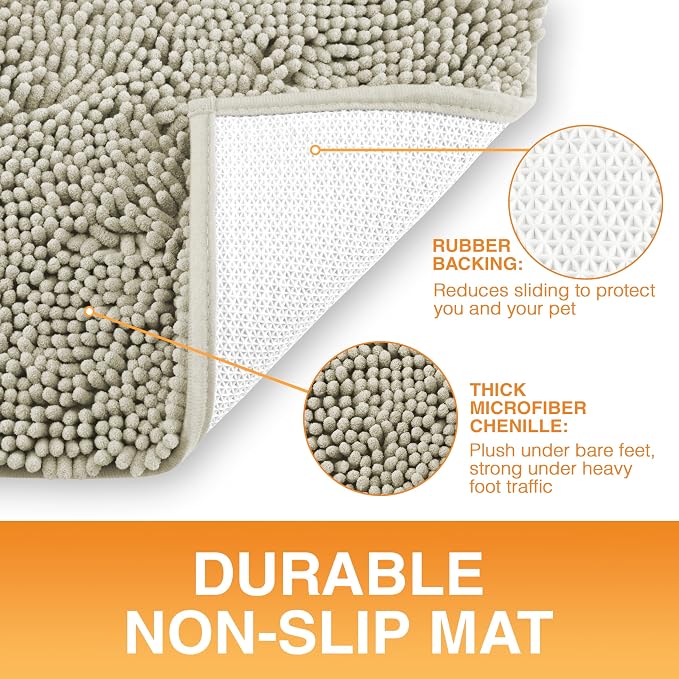 Neater Pets Muddy Paws Dog Door Mat 30” x 20" – Super Absorbent & Quick-Dry Chenille Doormat for Trapping Dirt, Water, Mud - Non-Slip & Machine Washable Pet Rugs for Entryway, Indoor Mud Mats, Tan