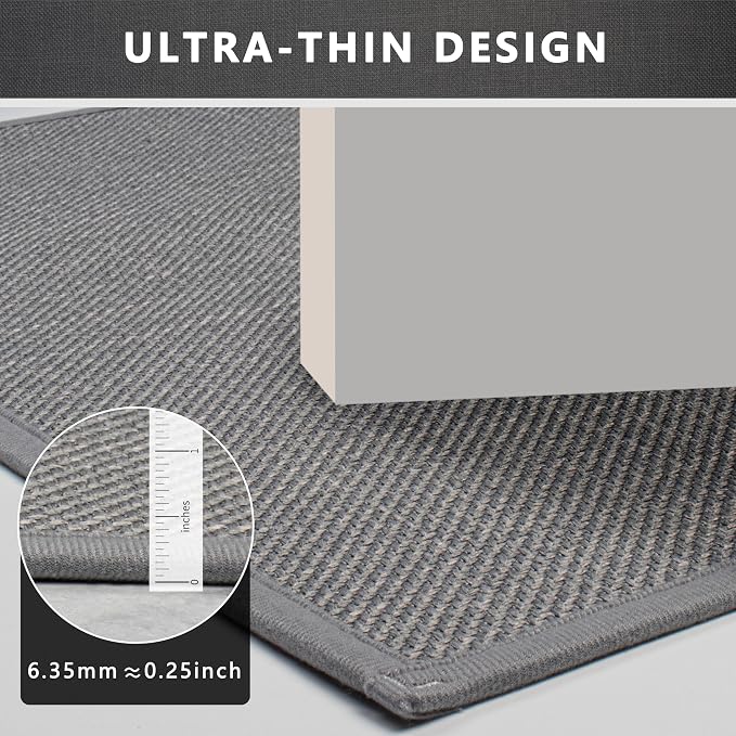 Bathroom Rugs Non Slip Bath Mat, Bathroom Mat Quick Dry Machine Washable Rugs, Shower Rug 17" x 32", Grey Thin Bath Mat Fit Under Door