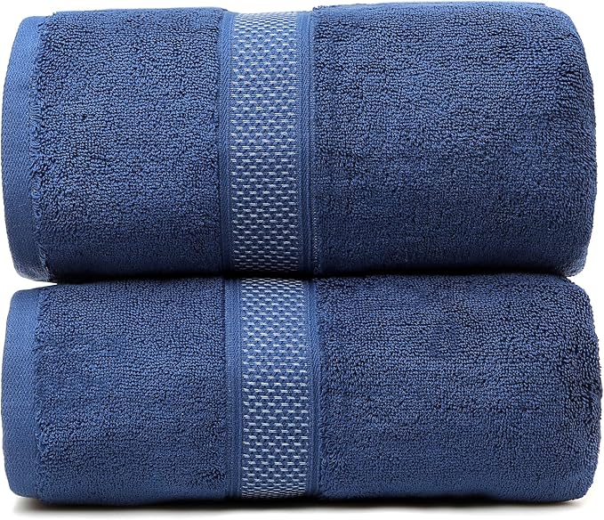 Fluffy Cotton Bath Towels Set800G,2-Piece Set, Thickened and Enlarged(31.5x63 inches),Super Absorbent,Soft,Suitable for Hotel, Bathroom, Swimming Pool, SPA,Gift(Dark Blue)