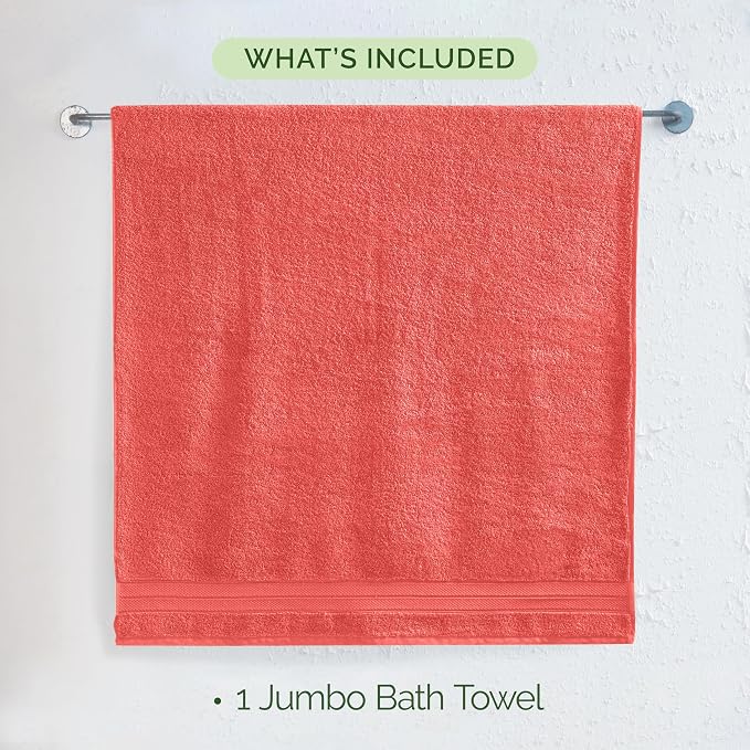 Elegant Comfort Three Line Popcorn Towel Set for Bathroom 35 x 70 inches, Premium Hotel Quality 1-Pack Jumbo Towels, 100% Turkish Cotton, Soft and Durable, Quick Dry and Highly Absorbent, Coral