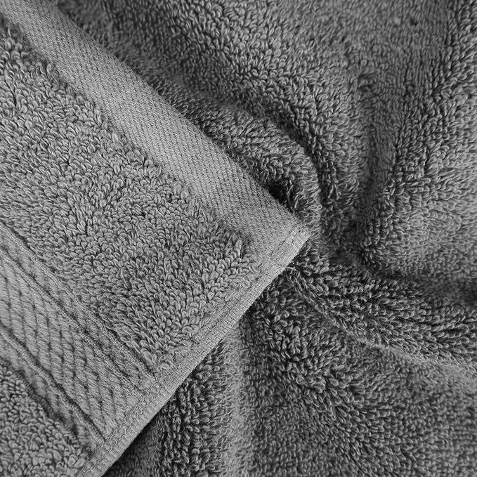 SUPERIOR Egyptian Cotton Ultra Plush & Absorbent, 8 Piece Set, Charcoal | Quick Dry, Soft Luxury Towel Set, Bath Essentials, Guest Bath, Spa, 2 Bath, 2 Hand, 4 Face Towels, Madeline Towels