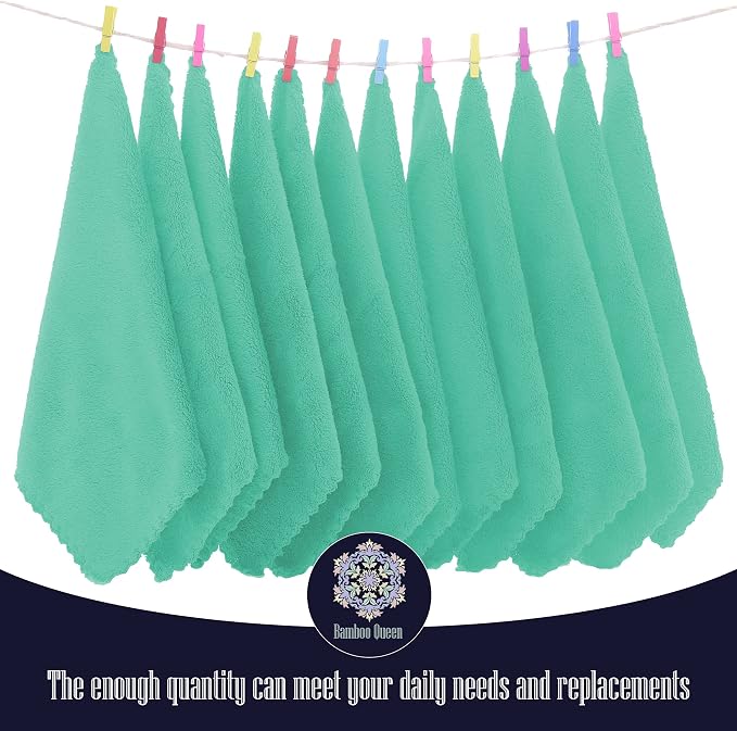 16 Pack Baby Washcloths - 10x10 Inch, Coral Fleece - Extra Absorbent and Soft Wash Clothes for Newborns, Infants and Toddlers - Suitable for Sensitive Skin and New Born - Baby Shower - Aqua Green