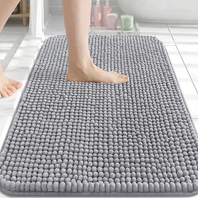 Arotive Bathroom Rugs 30" x 20", Ultra Soft Absorbent Chenille Bath Rugs, Rubber Backing, Machine Washable Bath Mats for Bathroom Floor, Tub and Shower, Home Decor Accessories, Grey