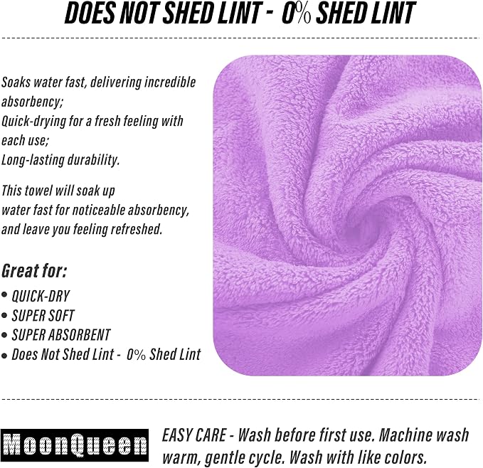 MOONQUEEN 18 Pack Premium Hand Towels - Quick Drying - Microfiber Coral Velvet Highly Absorbent Towels - Multipurpose Use as Hotel, Bathroom, Shower, Spa, Hand Towel 16 x 28 inches (Purple)
