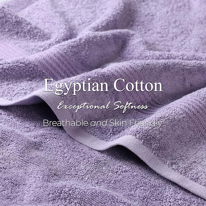 Superior Egyptian Cotton 12-Piece Towel Set, Assorted Towels for Home Bathroom, Decor Essentials, Includes 4 Bath, 4 Hand, 4 Face Towels/Washcloths, Quick Dry, Absorbent, Royal Purple