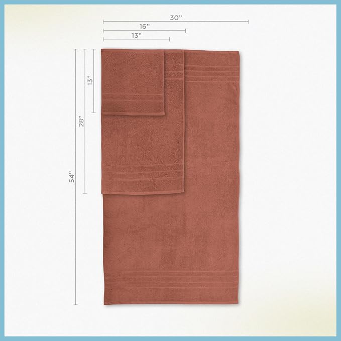 Martex Ultimate Performance 6-Piece Towel Set, Terracotta | 100% Cotton, Supersoft & Absorbent, Low-Linting, Easy Care, Versatile, 2 Bath Towels, 2 Hand Towels, 2 Wash Cloths