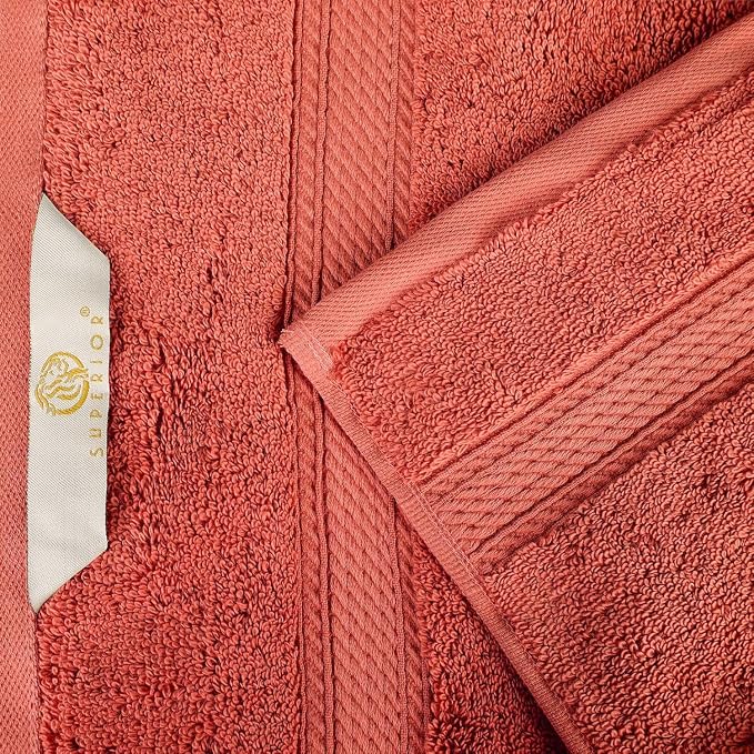 Superior Egyptian Cotton Plush & Absorbent, Bath Towel Set of 4, Coral | Quick Dry, Soft Luxury Towel Set, Bath Essentials for Bathroom, Guest Bath, Spa, 4 Piece Bath, Madeline Towels