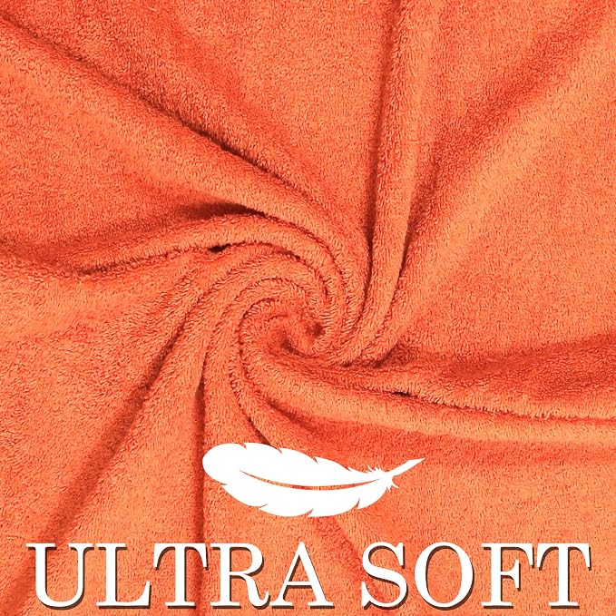 Bath Towels Set-100% Cotton-2 Bath Towels, 2 Hand Towels & 2 Washcloths-Large, Quick Dry, Absorbent, Soft & Plush-Home, Gym, Hotel, Pool, Shower Towels -6 Piece Luxury Bathroom Towels - Orange