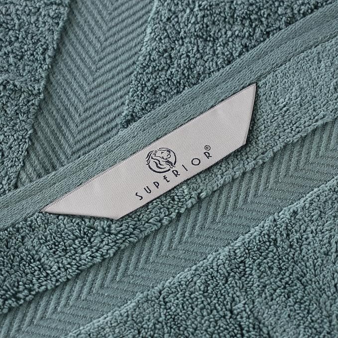 Superior Zero Twist 100% Cotton Towel Set, 3-Piece Set, Extra Soft Bath Towel, Face Towel and Hand Towel, Long-Staple Cotton Towels, Jade