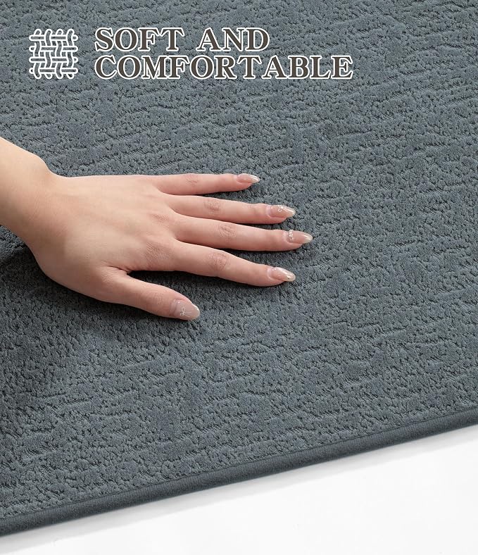 chakme Bathroom Rug Sets 3 Piece, Ultra Thin Quick Dry Bath Mat Set, Absorbent Bath Mat for Bathroom Non Slip Machine Washable, (Light Blue, 3 Piece)