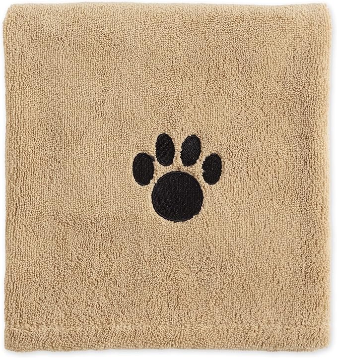 Bone Dry Pet Grooming Towel Collection Absorbent Microfiber X-Large, 41x23.5, Embroidered Taupe (Pack of 12)