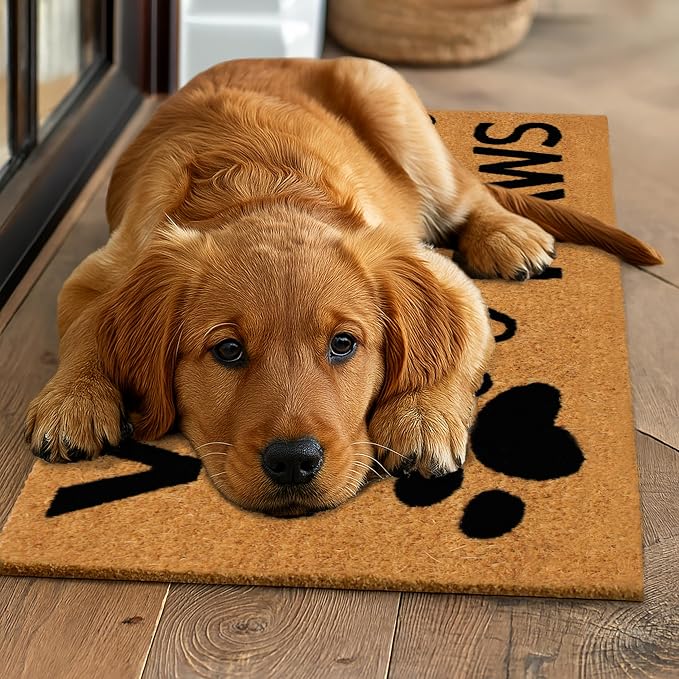 Croft&Cane Wipe Your Paws Welcome Doormat – Extra Wide 17x39 Inch Non Slip Natural Coco Coir Door Mat – Dirt Trapping Indoor Outdoor Large Entryway Rug for Wide Doorways Patio Porch High Traffic Areas