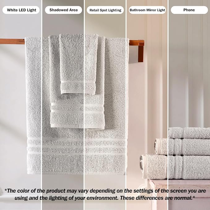 Hawmam Linen Ice Silver 6 Piece Bath Towels Set for Bathroom Original Turkish Cotton Soft, Absorbent and Premium 2 Bath Towels, 2 Hand Towels, 2 Washcloths