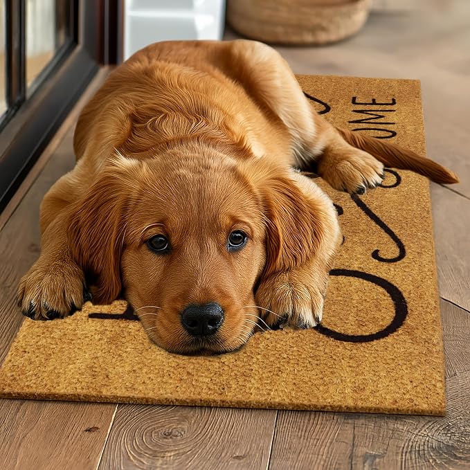Croft&Cane Home Sweet Home Doormat – Extra Wide 17x39 Non Slip Natural Coco Coir Door Mat – Dirt Trapping Indoor Outdoor Large Entryway Rug for Wide Doorways Patio Porch High Traffic Areas