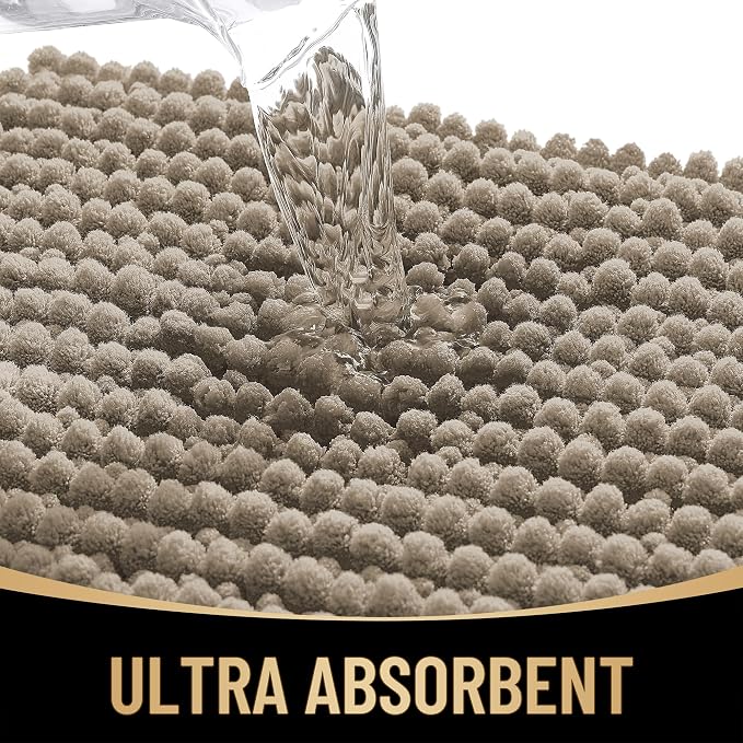 OLANLY Thick Bathroom Runner Rugs 44x24, Extra Soft Absorbent Chenille Bath Rugs, Rubber Backing, Machine Wash Dry, Long Bath Mats for Bathroom, Tub and Shower, Home Decor Accessories, Warm Taupe