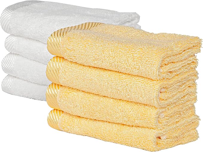 Sweet Child 8-Pack Baby Washcloths -Super Soft Rayon,Wash Cloths for Newborn,Infants and Kids, Bath Baby Towels, for Body and Face (Yellow/White)