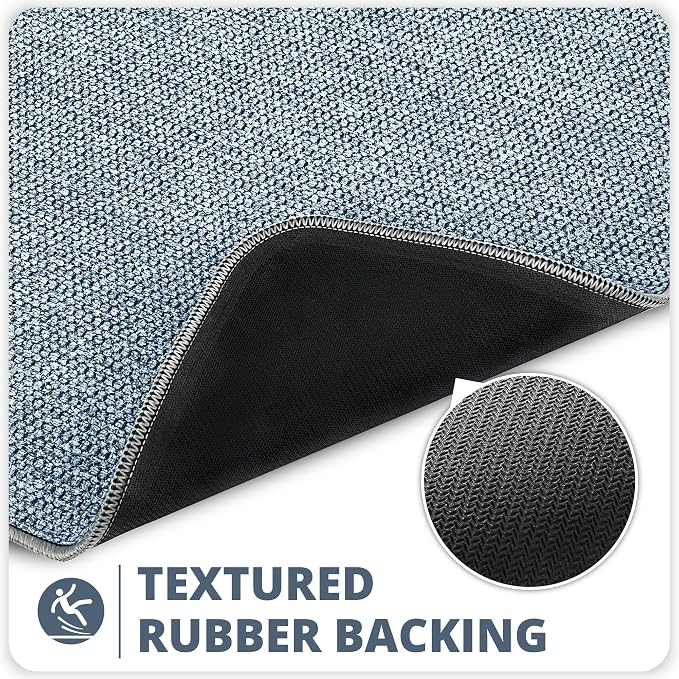 Bosap Bath Mat,Ultra Thin Bathroom Rugs,Rubber Bath Mats for Bathroom,No Slip Bath Rugs,Quick Dry,Machine Washable,Low Pile,Absorbent,Shower Outside,Sink,Home Decor Accessories.Blue,1'5"x2'3"(2 Pack)