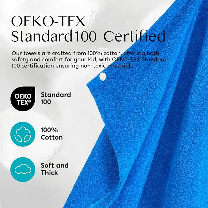 Joiedomi Shark Hooded Towel for Kids Soft 100% Cotton Bath Beach Towel 30" x 50" for Kids 3-8 Years Toddler Pool Poncho with Hood Absorbent Swim Wrap for Boys Girls