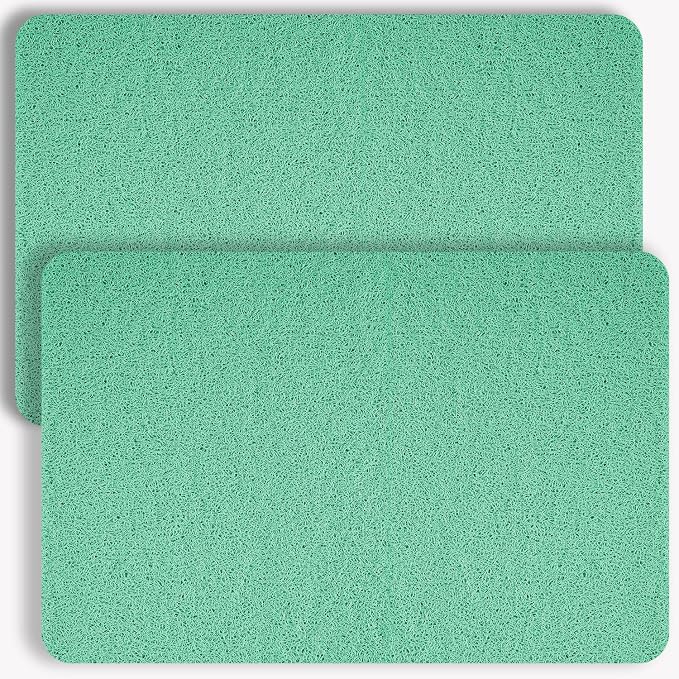 Hargiis Non-Slip Bathtub Mat, 2 Pack Anti Slip Shower Mat, Fast Drying Bathtub Mats, Foot Scrubber Mat, Anti Slip Mat for Tub, Floor, Bathroom, Kitchen, Home, Hotel (Light Green 24"×16"+24"×16")