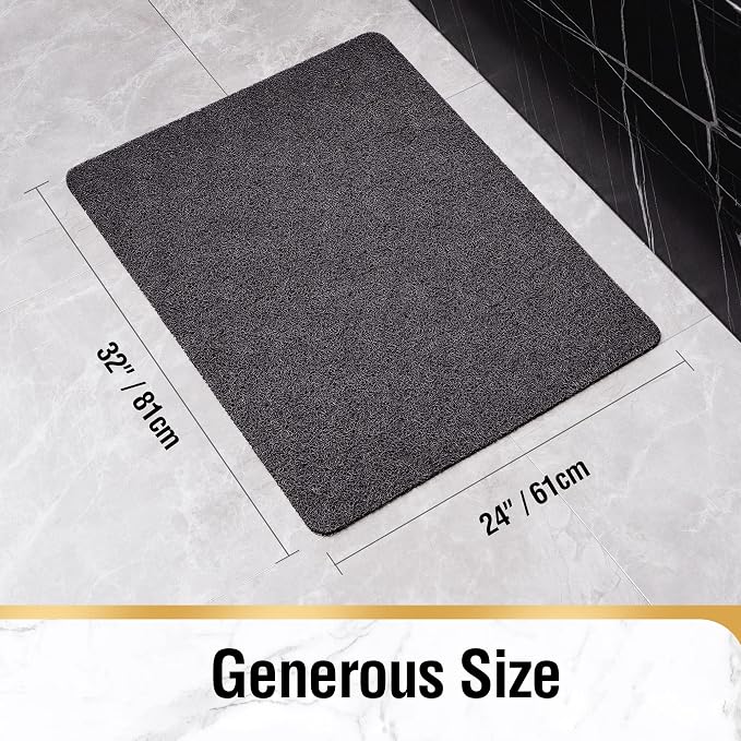 HITSLAM Shower mat Non Slip, 24 x 32 Inch Bathtub Mat Non Slip with Drain, Soft PVC Loofah Shower Bath Mat for Tub, Quick Drying Bathroom Shower Mat, Black