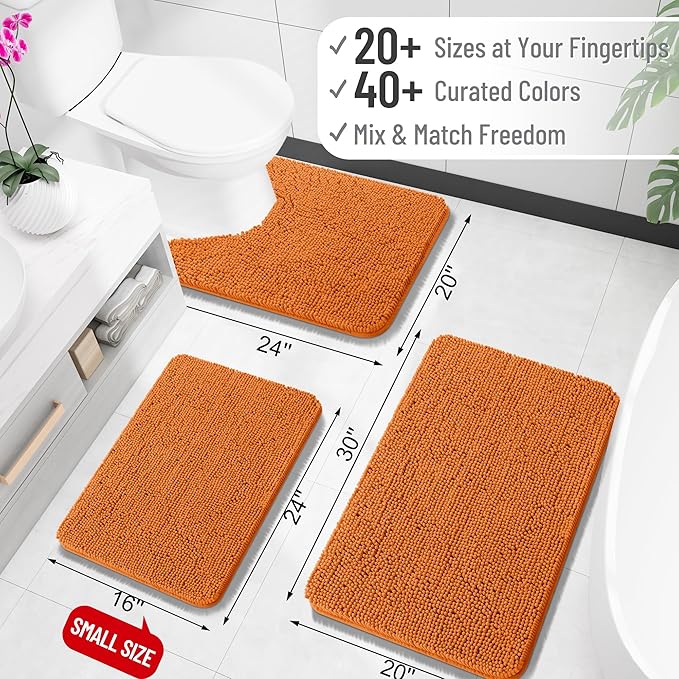 OLANLY Bathroom Rugs 30x18, Extra Soft Absorbent Chenille Bath Rugs, Rubber Backing Quick Dry, Machine Washable Bath Mats for Bathroom Floor, Tub and Shower, Home Decor Accessories, Clay