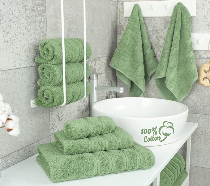 American Soft Linen 100% Cotton Luxury Turkish Towels, 6 Piece Towel Set | Soft Absorbent Quick Dry OEKO Tex Standard 100 Certificated Durable Machine Washable Breathable Premium Hotel Quality