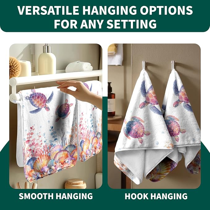 Ocean Sea Turtle Hand Towels High Absorbent Microfiber Bathroom Kitchen Towel Set of 2