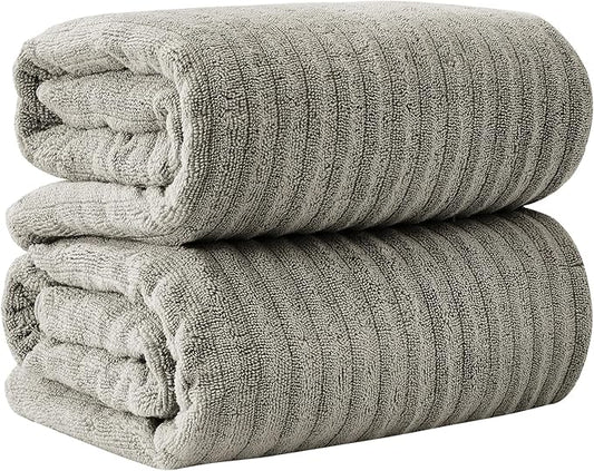 Great Bay Home 2 Pack Bath Sheet Set - 100% Cotton Towel Set - Absorbent & Quick-Dry Towels for Bathroom (Mid Grey)
