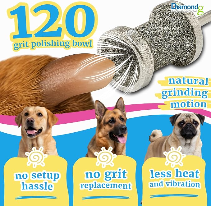 Diamondg Dog Nail Grinder Bit, 1 Pack - Compatible with Dremel, Diamond Bit for Pet Nails with 80 Grit Body & 120 Grit Polishing Bowl - Ideal for Small Dogs Under 30lbs., Standard Little Lola
