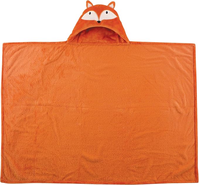 Hudson Baby Unisex Baby and Toddler Hooded Animal Face Plush Blanket, Orange Fox, One Size