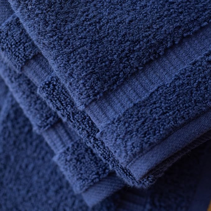 SALBAKOS 100% Turkish Cotton Washcloth Set of 12 13x13 inch | Heirloom Quality | Hotel & Spa Collection | Ultra Soft, Super Absorbent, Washcloth Towels | Made in Turkey (Navy, 12 Washcloths)