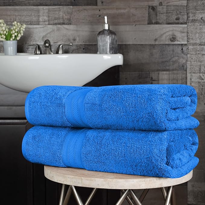 Superior Long Staple 100% Combed Cotton 700GSM 2-Piece Solid Bath Sheet Set for Bathroom, Shower, Kitchen-Super Soft, Plush, Highly Absorbent, Assorted 2-Piece Bath Seets, Allure