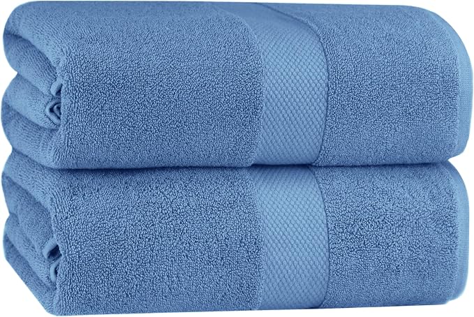 COTTON CRAFT Hotel Spa Luxury Bath Sheet - 2 Pack Oversized Extra Large 40 x 80 Towels - Heavyweight 700 GSM Pure 2 Ply Ringspun Cotton - Soft Absorbent Everyday Use Easy Care Bath Towel Set - Blue