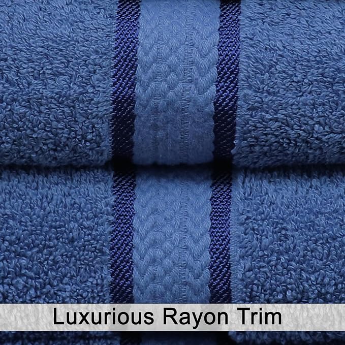 COTTON CRAFT Ultra Soft Washcloths - 12 Pack Luxury Washcloths - 100% Cotton Plush Absorbent 580 GSM Face Towels - Machine Washable Quick Dry Durable Wash Cloth Set - Bathroom Spa Gym Skincare - Blue