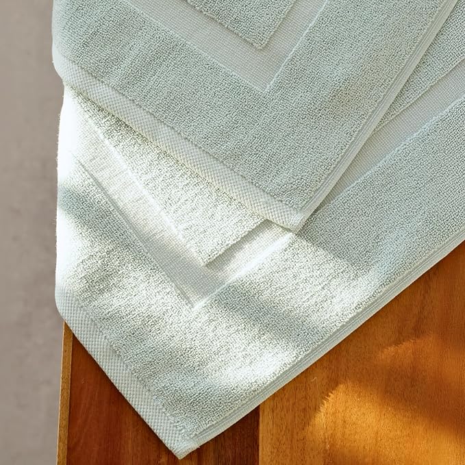 SALBAKOS 100% Turkish Cotton Bath Mat Towel Set of 2 Piece | 20x34 in Large Bath Mats | Luxury Hotel Quality, Thick, Absorbent, Quick Dry Bathmats for Bathroom & Toilet (Seafoam Green, 2 Bath Mats)