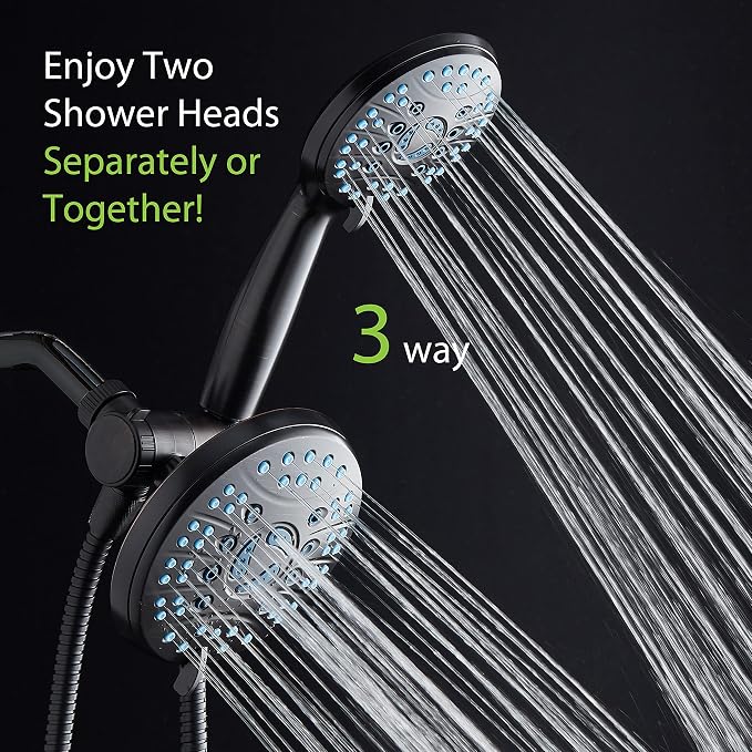 Hotel Spa AquaCare As-Seen-On-TV High Pressure Handheld & Rain 50-mode 3-way Shower Head Combo with Anti-clog Jets, 2-mode Tub & Pet Power Wash, Extra Wall Bracket, 6 ft. Hose, Oil Rubbed Bronze