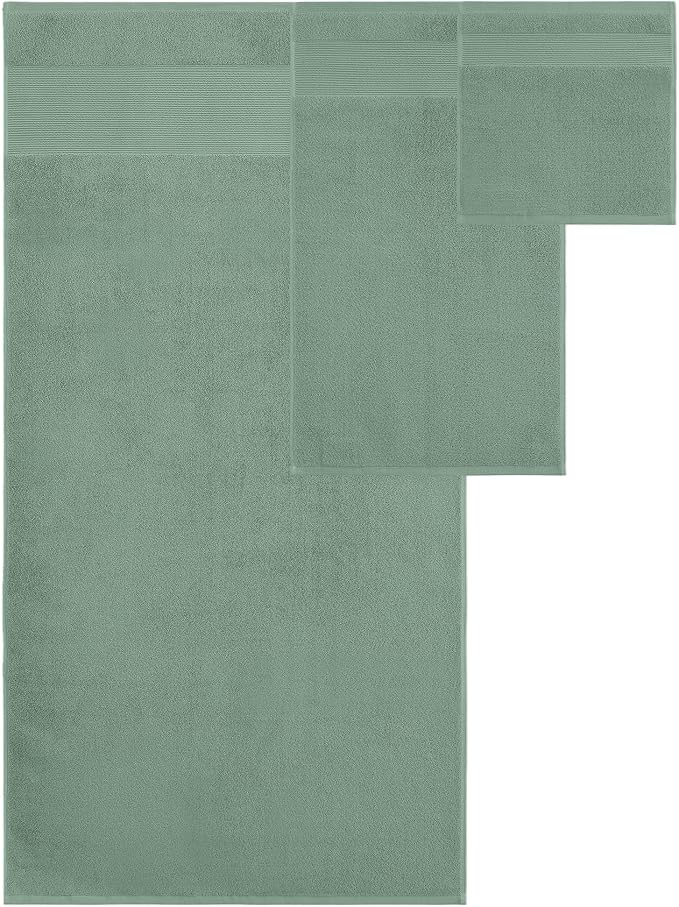 Modern Threads Air Cloud 18-Piece Towel Set - 100% Zero-Twist Cotton, 500 GSM, Quick Dry & Plush, Eucalyptus