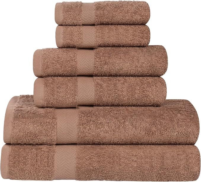Superior 18-Piece Cotton Assorted Towel Set, Includes 8 Face Towel, 6 Hand, and 4 Bath Towels, Home, Bathroom, Guest Bath Essentials, Quick Dry, Absorbent, Franklin Collection - Latte