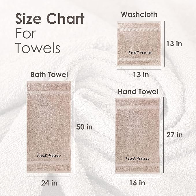 Personalized Passion 3-Pack Towels Set with Embroidered Text - Super Soft & Absorbent Turkish Cotton Towels for Bathroom, Spa, Gym, Pool and Hotels - Includes 1 Bath, 1 Hand, 1 Washcloth - Navy