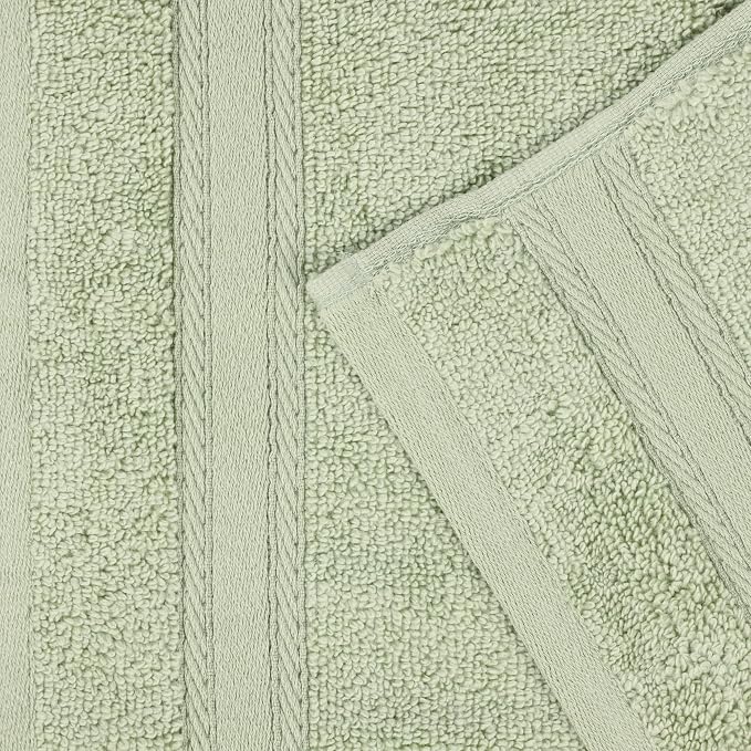 Superior Belmont Zero Twist Cotton Medium Weight Towels, for Guest Bath, Bathroom, Shower, Spa, Plush, Quick Dry, Ultra-Soft Towels, Bath Essentials, Thick Border, 6 Piece Assorted Towel Set, Green