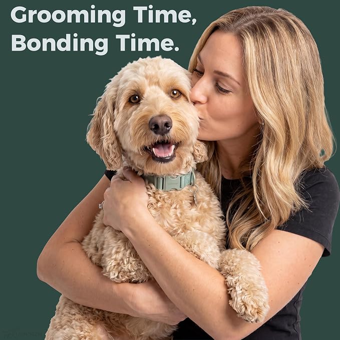 Slicker Brush for Dogs - Professional Long Pin Doodle Grooming Brush for Goldendoodles, Poodles, Labradoodles - Detangle, Fluff & Dematting Tool for Wavy & Curly Hair (Large Curved)