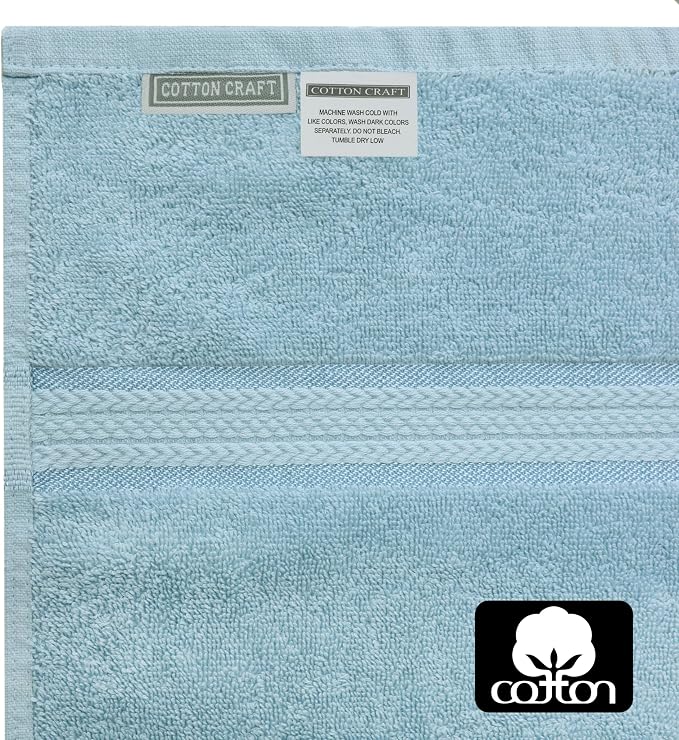 COTTON CRAFT Ultra Soft Hooded Towel – Oversized 35x70 Towel with Hood for Adults - 580 GSM 100% Cotton Ringspun Terry - Pool Beach Bath Sheet Wrap - Luxurious Plush Absorbent – Light Blue