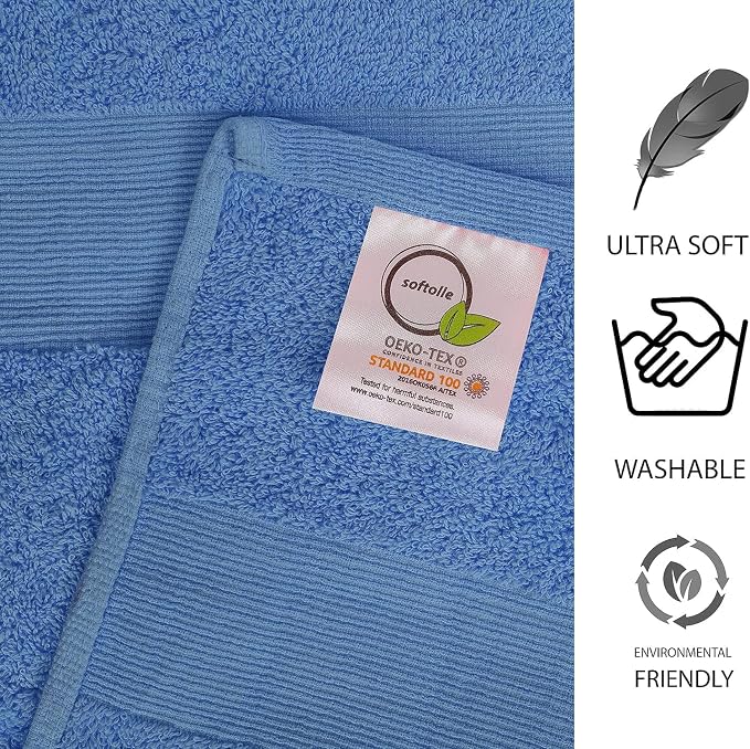 100% Cotton Luxury Bath Sheets - Pack of 2 (35" x 70") | Super Soft, Quick-Dry & Highly Absorbent Towels for Bathroom, Home, Spa & Gym (Sky Blue)