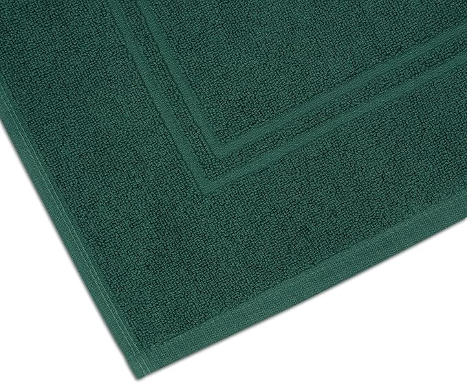Tens Towels Pack of 2 Bath Mats 100% Cotton, 20 x 32 Inches, Super Absorbent, Hotel Quality Premium Floor Towels, Luxurious, Soft & Quick Dry, Not a Bathroom Rug (Hunter Green)