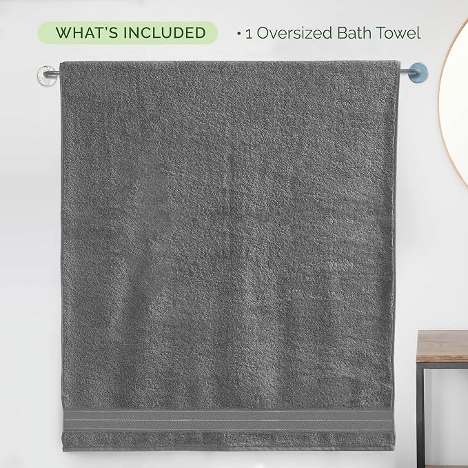 Elegant Comfort Three Line Popcorn Extra Large Luxury Bath Towel - 40" x 80" inch, Premium Hotel Spa Quality 1 Piece Oversized Bath Sheet 100% Turkish Cotton Super Soft Highly Absorbent, Charcoal Gray
